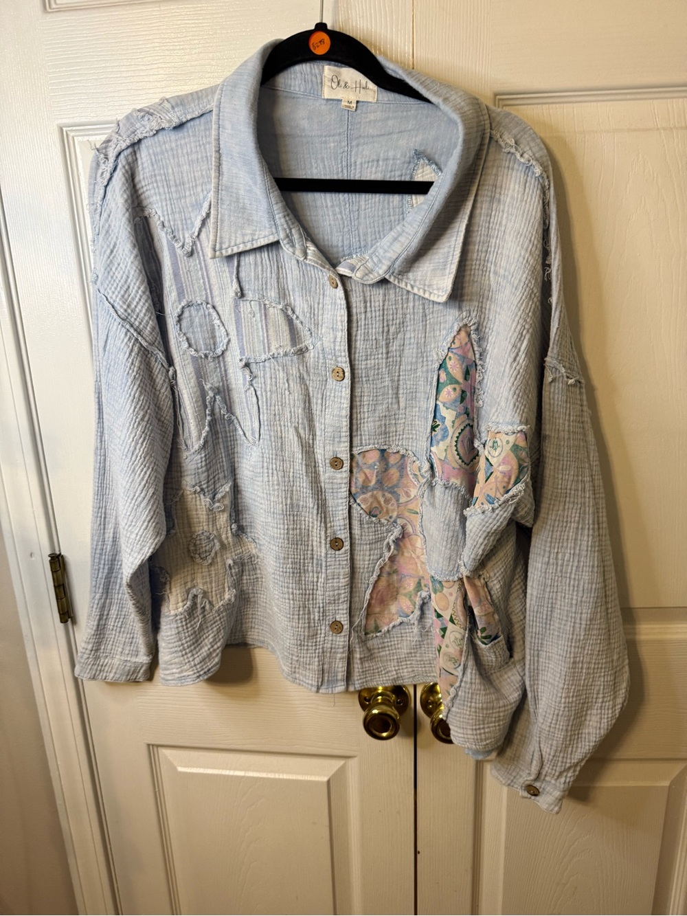 Oli & Hali Light Blue Patchwork Button-Front Jacket